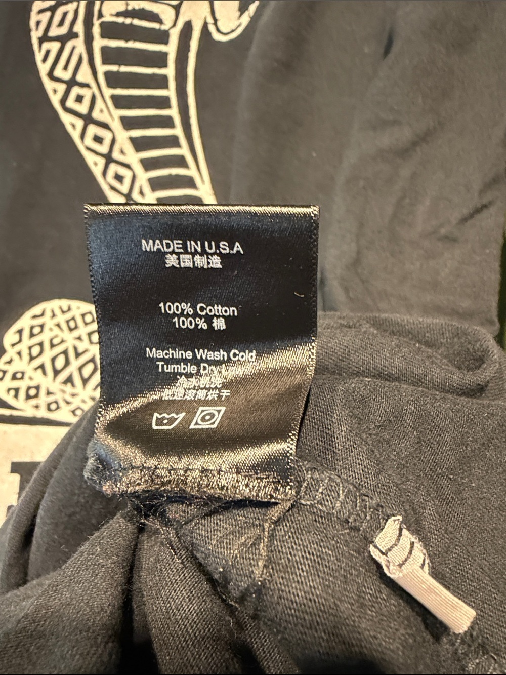 Rhude Black T-Shirt with White Cobra Graphic - Picture 5 of 6